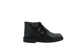 [10710] Clarks Desert Buckle Boot Boys Little Kids Black Leather Wide - £30.04 GBP