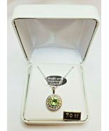 Crystals From Swarovski Halo Necklace In Rhodium Overlay August Peridot ... - £39.12 GBP