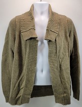 MM) Old Navy Women&#39;s Open Cardigan Knit Sweater Cotton Blend Mustard Gre... - £11.72 GBP