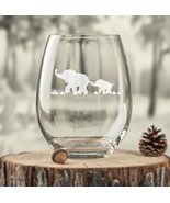 Mother &amp; Baby Elephant Etched Glasses - Wine, Champagne, Pint Glasses Sh... - $467.85 MXN+