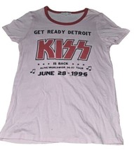 Junk Food KISS Get Ready Detroit 1996 Graphics PINK Ringer T-shirt Women&#39;s Small - £9.91 GBP