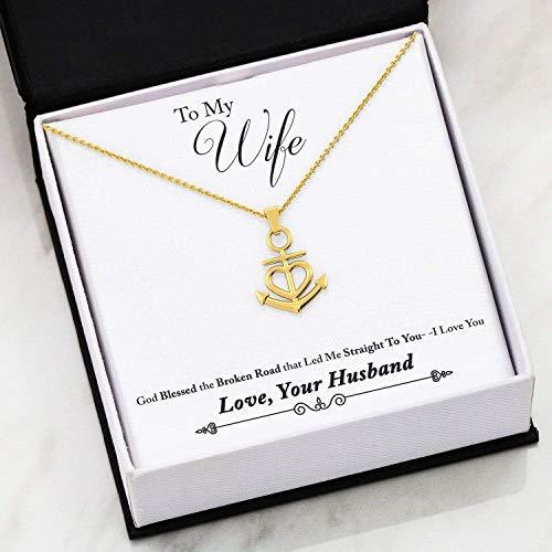 Express Your Love Gifts to My Wife God Bless The Broken Road Anchor Necklace Sta