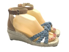 Vince Camuto Jadeya Women 9.5 W Blue Tan Braided Espadrille 2.5&quot; Wedge H... - $26.13