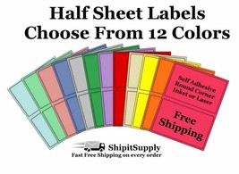 Colored Shipping Labels 8.5x5.5 Half Sheet Self Adhesive eBay PayPal USPS Stamps - £1.59 GBP+