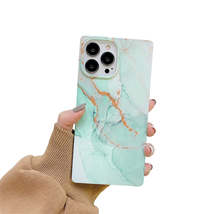 Anymob iPhone Mint Green Soft Square Marble Silicone Phone Case Shockproof Back  - £23.15 GBP