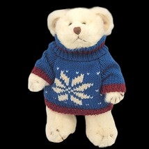 Russ Bear Jointed Realistic 7&quot; Blue Snowflake Sweater Vintage Christmas - £9.62 GBP