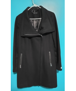 Calvin Klein Women&#39;s Large Black Asymmetric Zip Wool Blend Coat  - $909.48 MXN