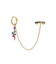 1 piece Gold filled rainbow colorful cz snake cute snake charms long tassel chai - £8.54 GBP