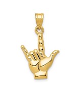 14K Yellow Gold I Love You Hand Sign Charm Pendant - €176,75 EUR