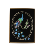 Vintage 70s Mid Century Modern MCM Framed Hanging Peacock Bird Fabric Wa... - $128.65