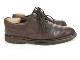 JOHNSTON &amp; MURPHY Oiled Leather Oxford Dress Shoes Brown Sheep Skin Line... - $26.73