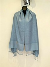 Light Blue Solid Pashmina Paisley Floral Silk Scarf Shawl Classic - $18.98