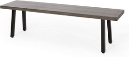 Dining Bench, Gray, Matte Black, Christopher Knight Home Lorin Outdoor Modern - £206.99 GBP