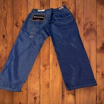 NWT Vintage Y2K Baggy Hip Hop Wide Leg Mens Dark Blue Jeans Shimmery BHP... - £34.69 GBP