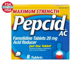 Pepcid AC Maximum Strength Acid Reducer 8 Tablets Pack of 3 Exp 09/2025 - £16.39 GBP