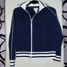 N.Y.L New York Laundry navy blue and white track jacket size small - $15.68