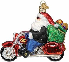 Old World Christmas Biker Santa Blown Glass Christmas Ornament 40313 - £17.23 GBP