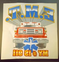 NOS Vintage EMT &quot;MY # IS 911&quot; T-Shirt Iron On Transfer, Air Waves c.90s 14 x 14 - £12.46 GBP