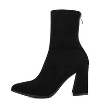 New Short Boots Women&#39;s Shoes Autumn and Winter Thick-heeled Elastic Women&#39;s Hig - £27.37 GBP