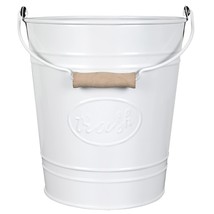 Farmhouse Bathroom Trash Can - White Trash Can Bucket With Wooden Handle... - $51.99