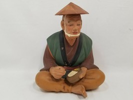Vintage Hand-painted Hakata Mimasu Doll Statue Seated Man Eating No Chopsticks - £44.72 GBP
