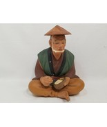 Vintage Hand-painted Hakata Mimasu Doll Statue Seated Man Eating No Chop... - $55.95