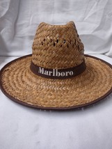 Vintage MARLBORO Cigarette Advertising Woven Straw Brow Band Golf/Sun Hat - £12.73 GBP
