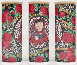 Frosted Glass Betty Boop Roses and Gold Chains Cup Mug Tumbler 25oz - £15.91 GBP
