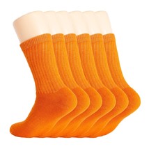 Orange Cotton Crew Socks for Women Casual Socks 6 Pairs Shoe Size 5-10 - £18.98 GBP