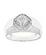 1.40 Ctw D/FL Brilliant Moissanite 14K White Gold Plated Halo Wedding Me... - £72.70 GBP