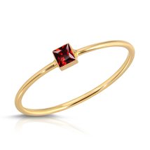 14K Solid Gold Ring With Natural Princess Cut Bezel Set Garnet - $234.99