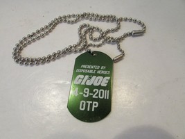 TOY GI JOE NAME TAG PRESENTED BY DISPOSABLE HEROES 4/9/2011 METAL W/CHAIN - $34.68 MXN