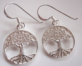 Small Tree of Life Dangle Earrings 925 Sterling Silver Corona Sun Jewelry - £17.19 GBP