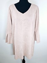 Soft Surroundings Womens Top XL Light Pink Faux Suede 3/4 Sleeves Bull Cuff - $24.14