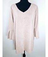 Soft Surroundings Womens Top XL Light Pink Faux Suede 3/4 Sleeves Bull Cuff - $33.25 CAD