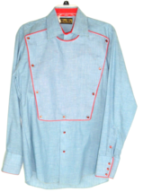 Vintage Tem Tex Western Shirt Red Buttons Chambray Rockabilly Cowboy USA SZ M - $98.95