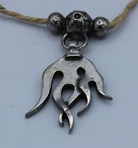 Polynesian Fork Pendant Necklace - English Pewter W/ Hemp Necklace Vinta... - £17.27 GBP