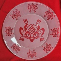 Southwestern Tribal Frog Pattern Frosted Glass Plate Charger 13&quot; - £23.53 GBP