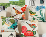 Spring Summer Pillow Covers 18X18, Outdoor Floral Birds Cushion Covers D... - £21.55 GBP