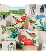 Spring Summer Pillow Covers 18X18, Outdoor Floral Birds Cushion Covers D... - £21.52 GBP