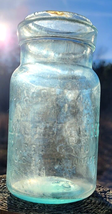 Trade Mark Lightning Putnam Glass Mason Glass Pint Jar # 50 Ground Lip Antique  - $18.00