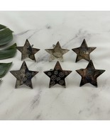 Vintage Y2k Silver Star Napkin Rings Set of 6 Swirl Etched Mixed Tarnish - $368.88 MXN