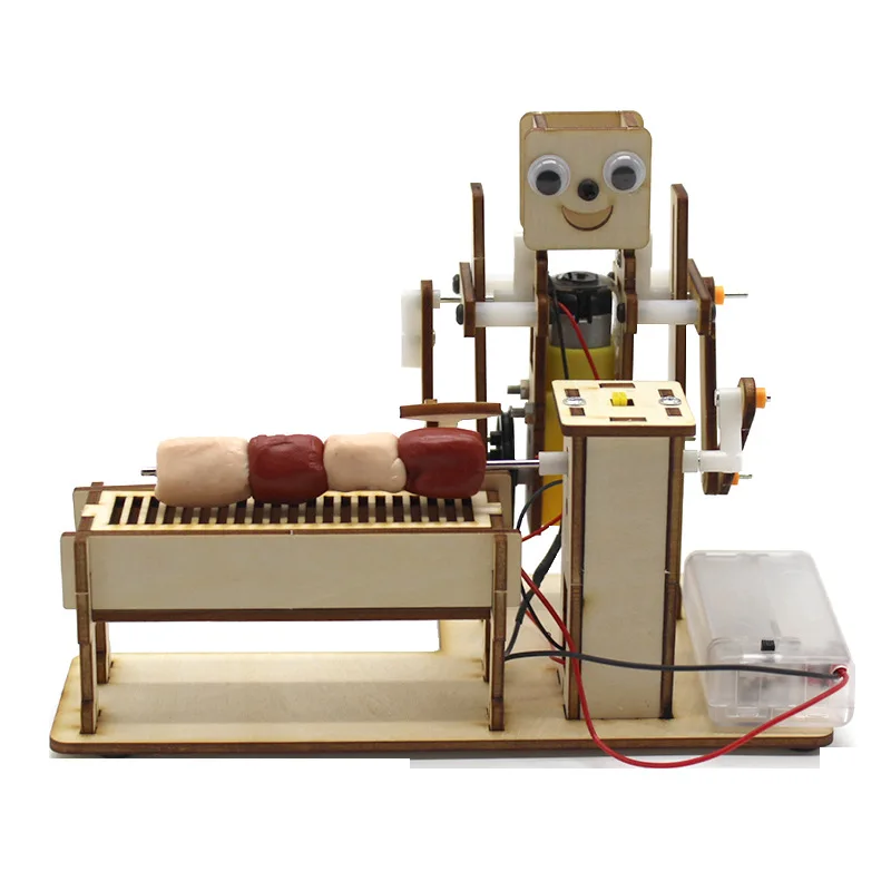 BBQ Robot DIY Creative Handmade Wooden Board Assembly Toy Technology Small - £17.55 GBP