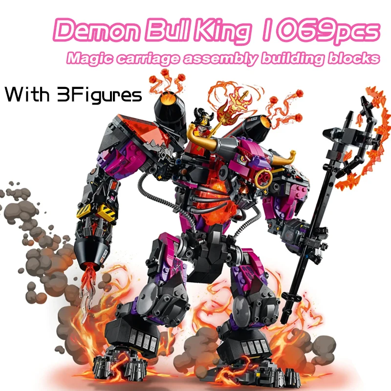 Monkie Kid Series Demon Bull King Mech Building Blocks Fire Robot Mecha Fit - £61.03 GBP+