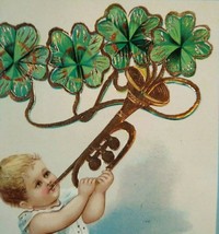 New Years Day Postcard Child Musician Playing Trumpet Horn 1103 Gel Gold Trim - £44.89 GBP