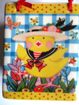 MARY ENGELBREIT Easter Spring Country Chick Ceramic Shopping Bag Planter... - $11.40