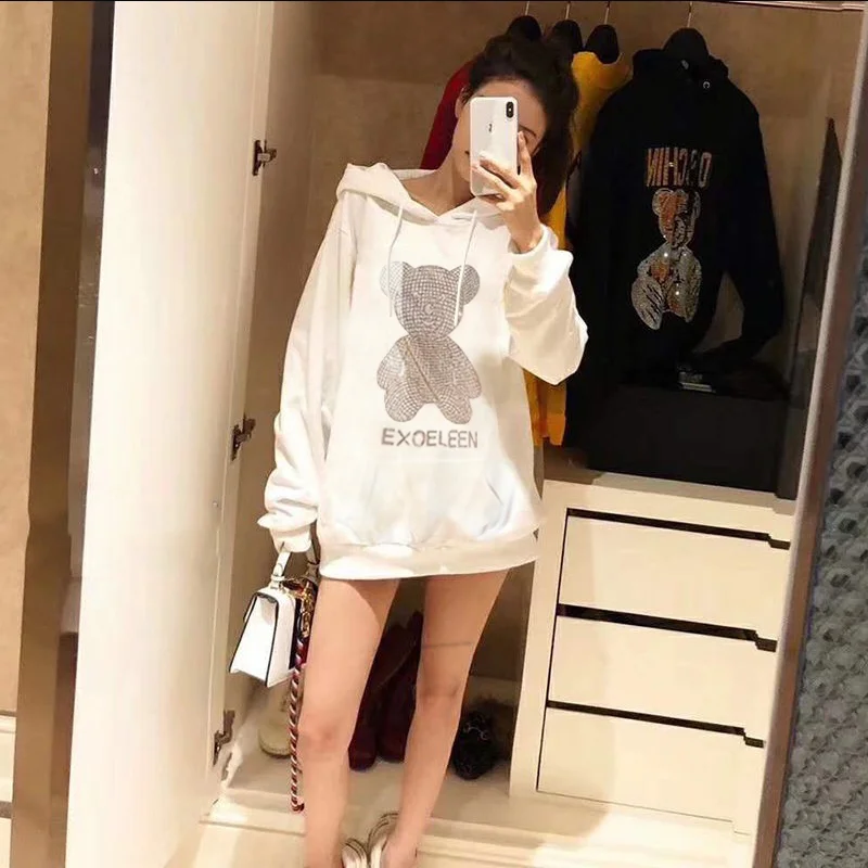 NEW Korean Beading  Hoodie Harajuku Streetwear Womens Winter Tops Sweatshirt Cry - £125.87 GBP