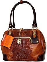 Marino Orlandi Italian Designer Croc Leather Brown Large Tote Handbagnwt! - £408.72 GBP