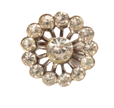 Rhinestone Pin Brooch 1 Inch Diameter Super Bling Vintage - £9.04 GBP