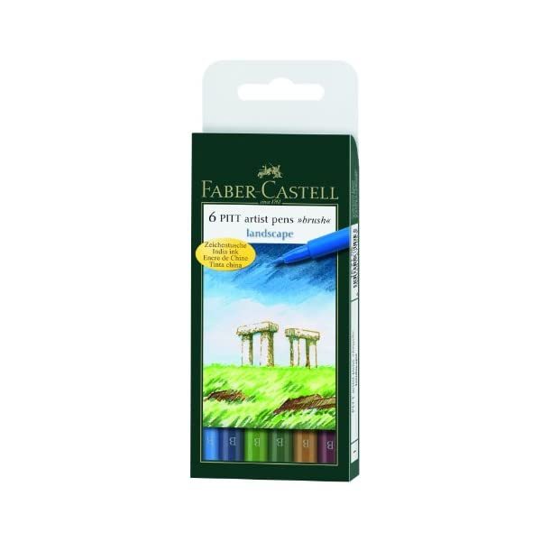 Faber-Castell Pitt Artist Brush Pen Wallets, Landscape Set - 6 x colours  - $36.00